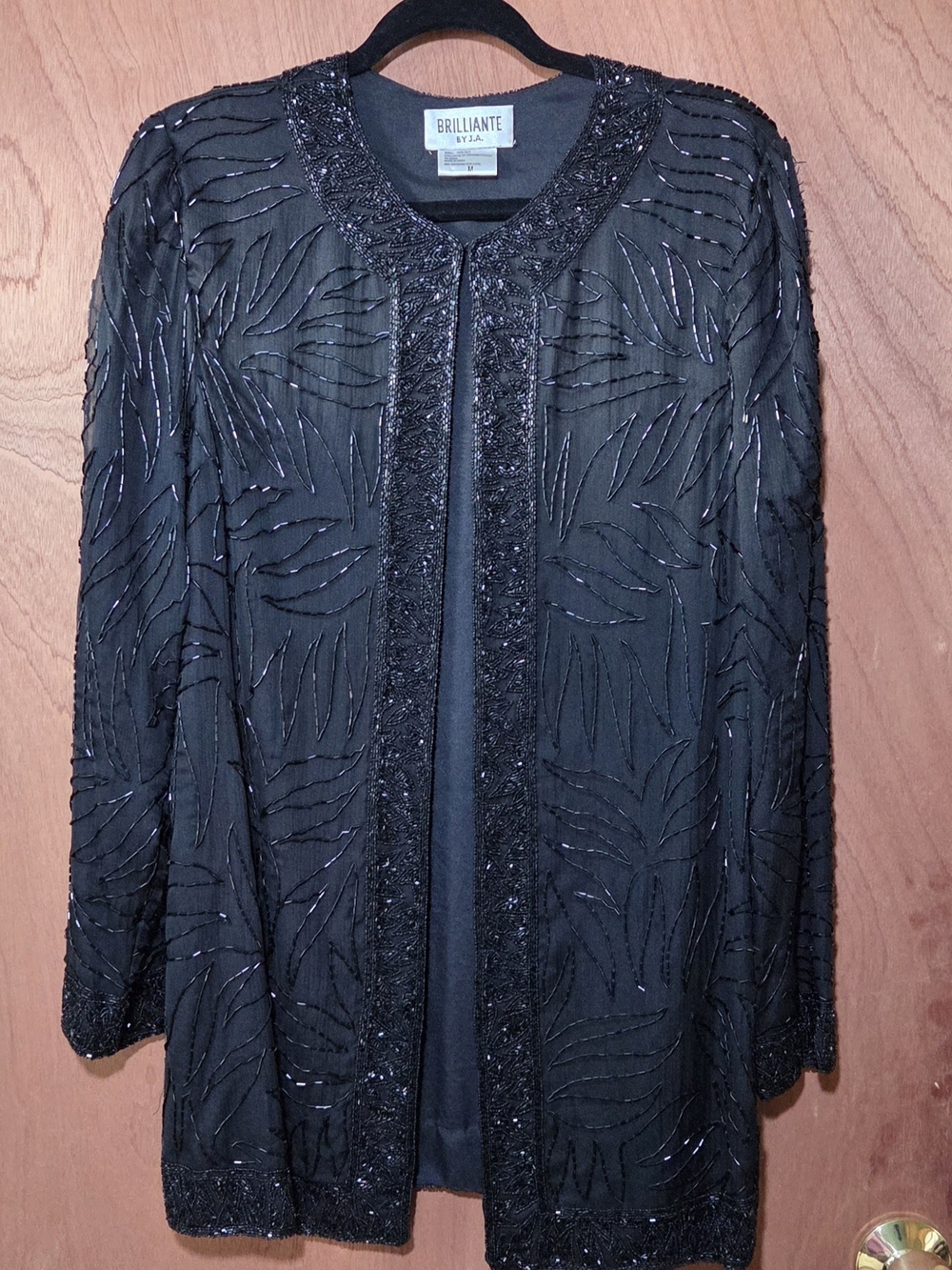 Brilliante By J.A. Embellished Beaded Black Evening Jacket Sz Medium